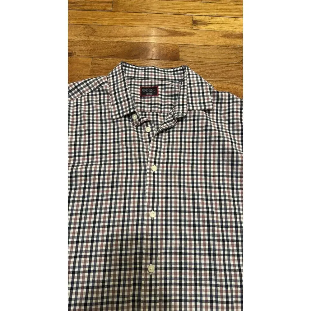 Untuckit Cascina Long Sleeve Button Up Shirt Men's Regular Fit X-Large Blue Mauv